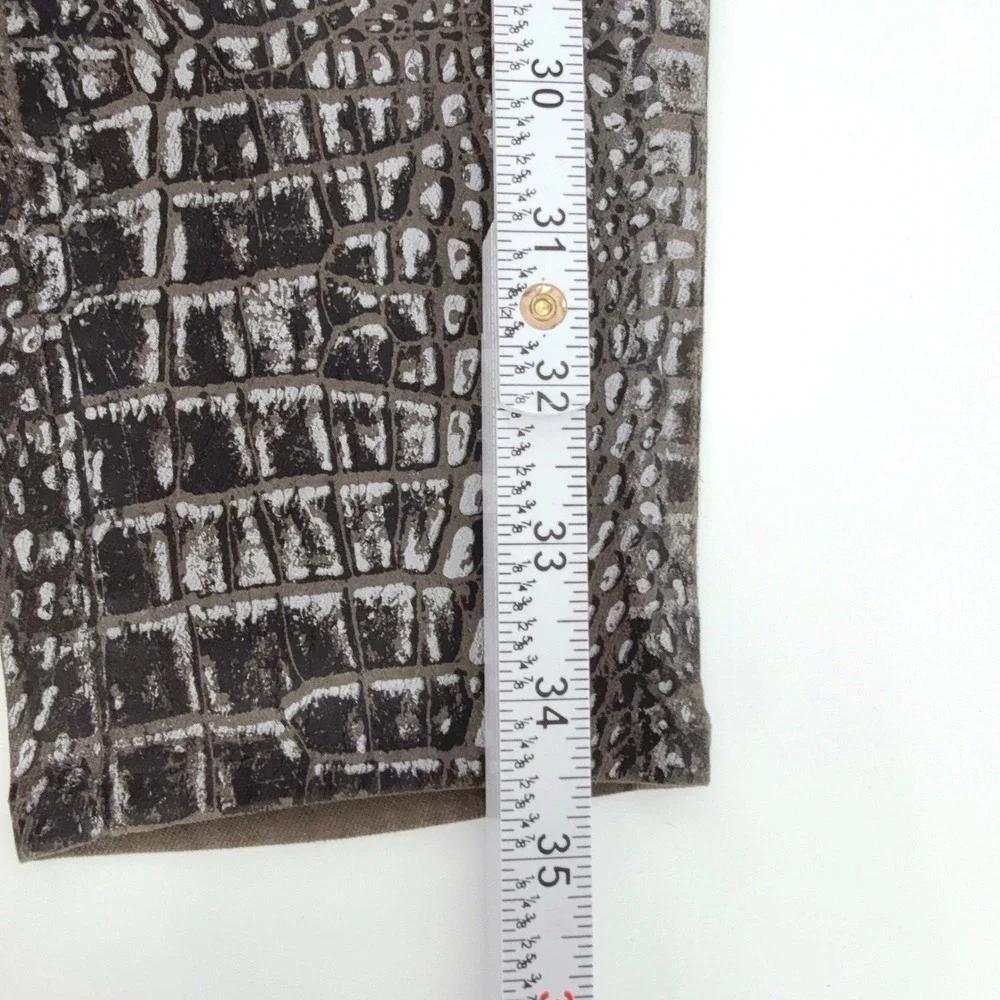 L'AGENCE Margot High Rise Skinny Jeans in Chestnut Black Croc Foil Size 25‎ NWT